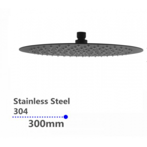 Aqua Matte Black Round Super-slim Shower Head 300